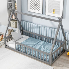 Bellemave® Twin Size Tent - Shaped Floor Bed with Guardrails and Slats - Bellemave