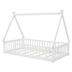 Bellemave® Twin Size Tent - Shaped Floor Bed with Guardrails and Slats - Bellemave