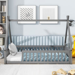 Bellemave® Twin Size Tent - Shaped Floor Bed with Guardrails and Slats - Bellemave