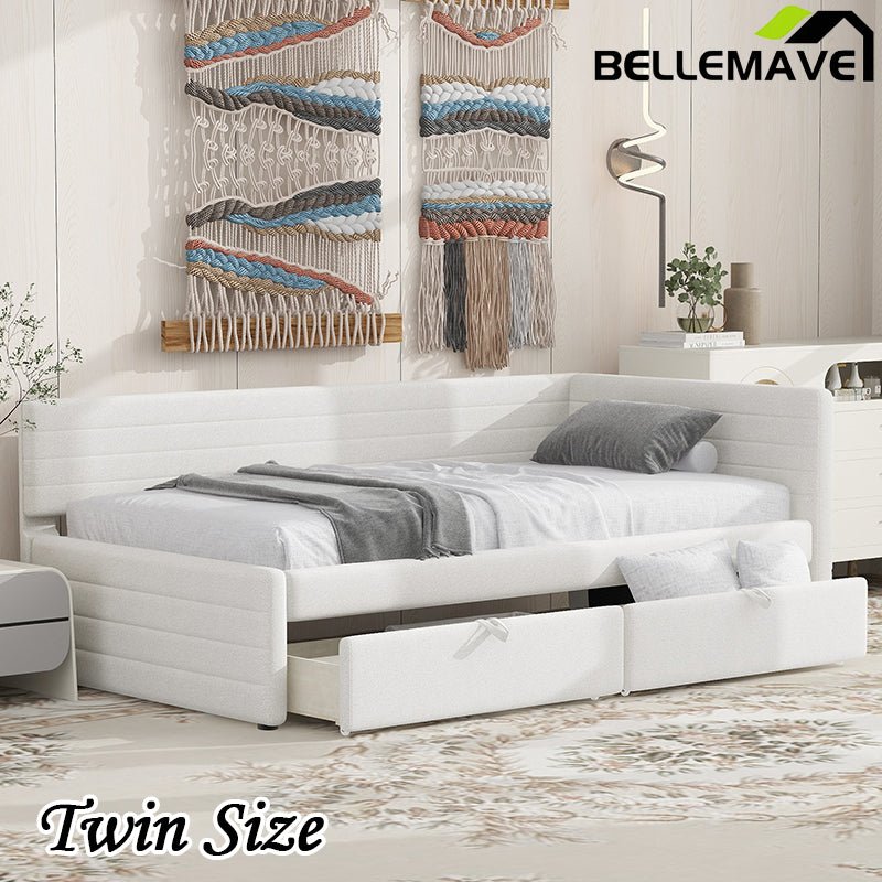 Bellemave® Twin Size Upholstered Daybed with 2 Drawers - Bellemave