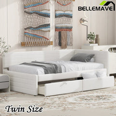 Bellemave® Twin Size Upholstered Daybed with 2 Drawers - Bellemave