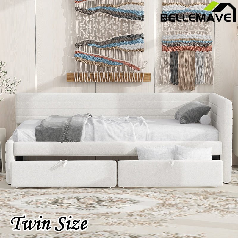 Bellemave® Twin Size Upholstered Daybed with 2 Drawers - Bellemave