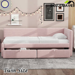 Bellemave® Twin Size Upholstered Daybed with 2 Drawers - Bellemave