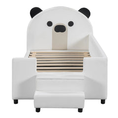 Bellemave® Twin Size Upholstered Daybed with Bear Shaped Headboard, Hydraulic System and Breathable Mesh Fence - Bellemave