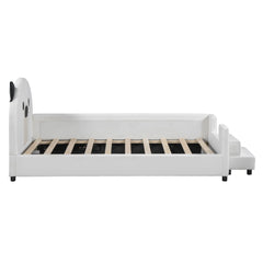 Bellemave® Twin Size Upholstered Daybed with Bear Shaped Headboard, Hydraulic System and Breathable Mesh Fence - Bellemave