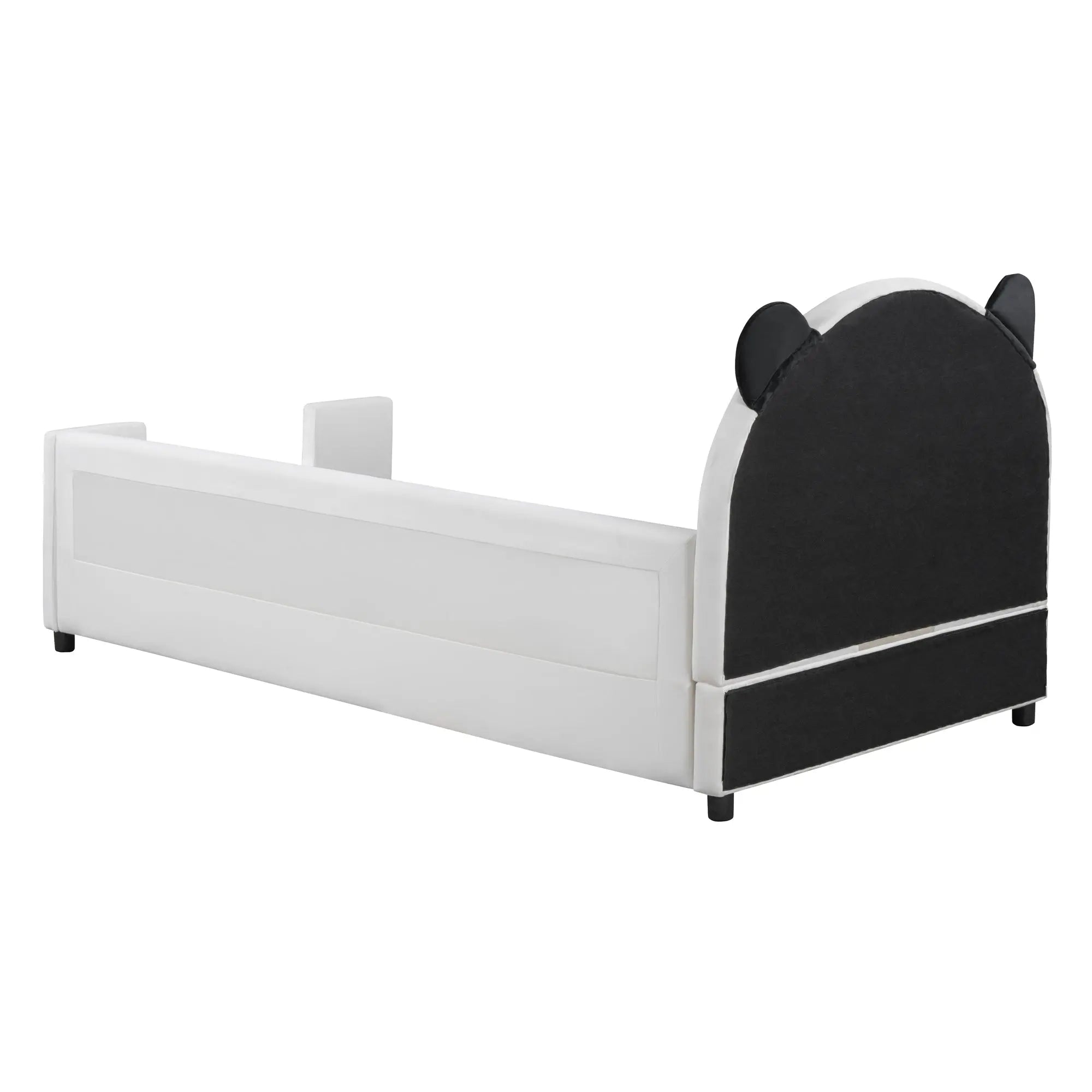 Bellemave® Twin Size Upholstered Daybed with Bear Shaped Headboard, Hydraulic System and Breathable Mesh Fence - Bellemave