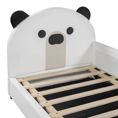 Bellemave® Twin Size Upholstered Daybed with Bear Shaped Headboard, Hydraulic System and Breathable Mesh Fence - Bellemave