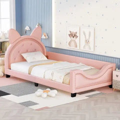 Bellemave® Twin Size Upholstered Daybed with Carton Ears Shaped Headboard - Bellemave