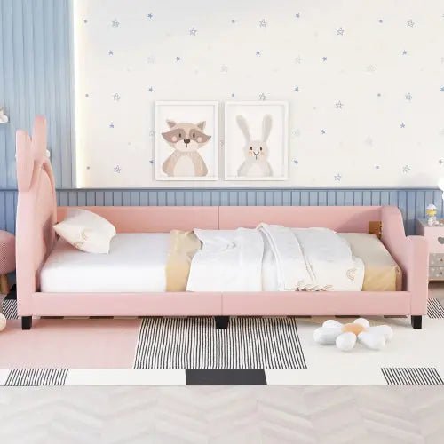 Bellemave® Twin Size Upholstered Daybed with Carton Ears Shaped Headboard - Bellemave