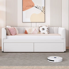 Bellemave® Twin Size Upholstered Daybed with Ergonomic Design Backrest and 2 Drawers - Bellemave