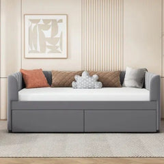 Bellemave® Twin Size Upholstered Daybed with Ergonomic Design Backrest and 2 Drawers - Bellemave