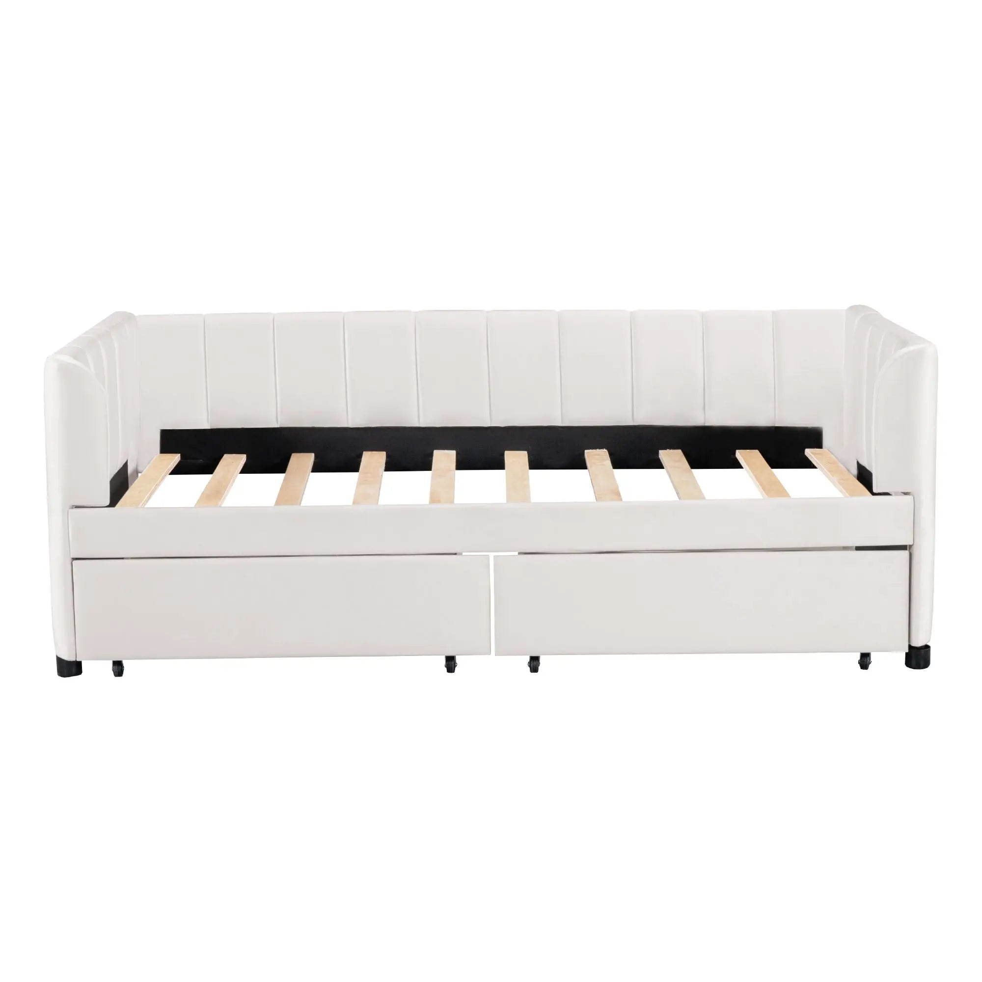 Bellemave® Twin Size Upholstered Daybed with Ergonomic Design Backrest and 2 Drawers - Bellemave