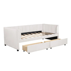 Bellemave® Twin Size Upholstered Daybed with Ergonomic Design Backrest and 2 Drawers - Bellemave