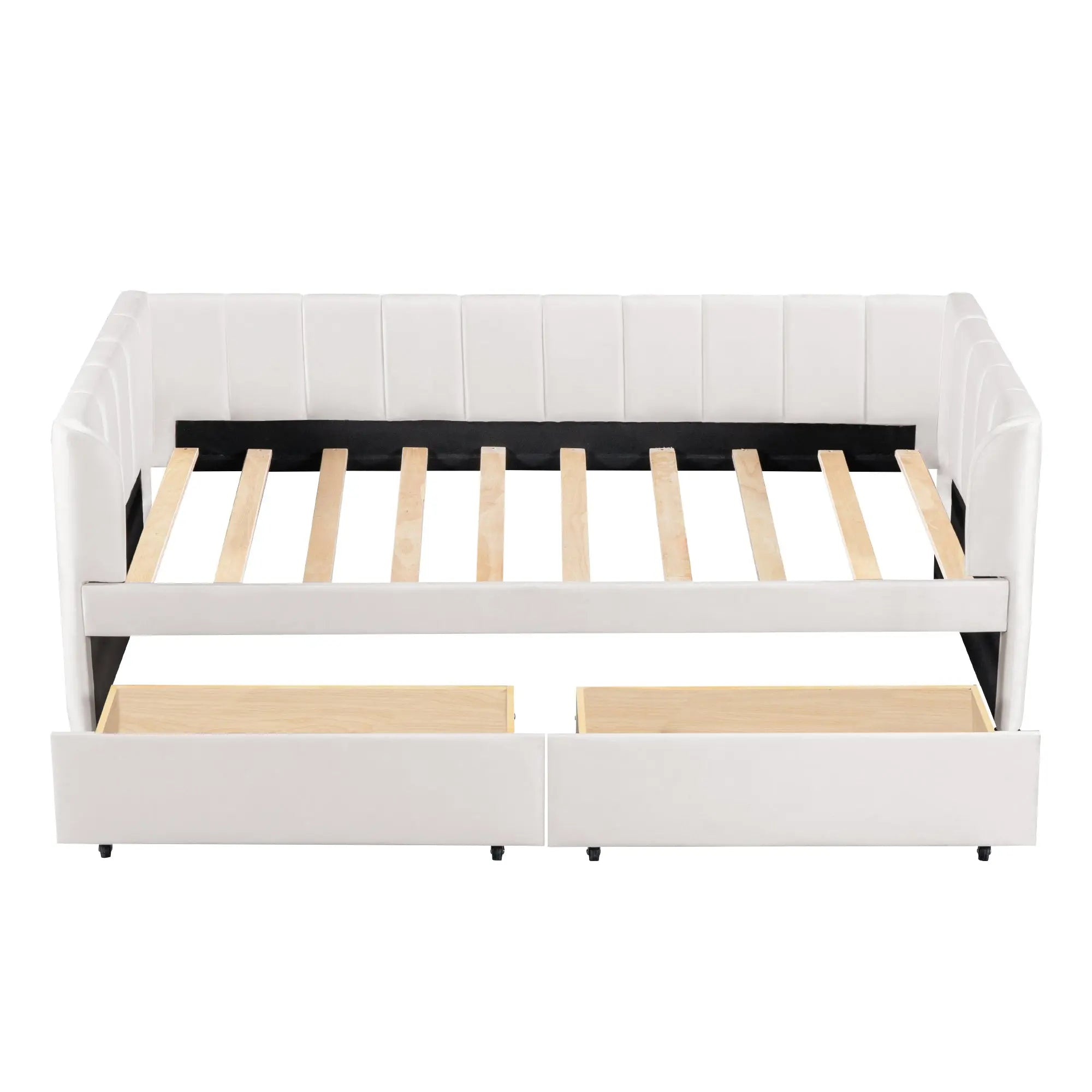 Bellemave® Twin Size Upholstered Daybed with Ergonomic Design Backrest and 2 Drawers - Bellemave