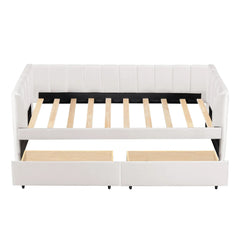 Bellemave® Twin Size Upholstered Daybed with Ergonomic Design Backrest and 2 Drawers - Bellemave