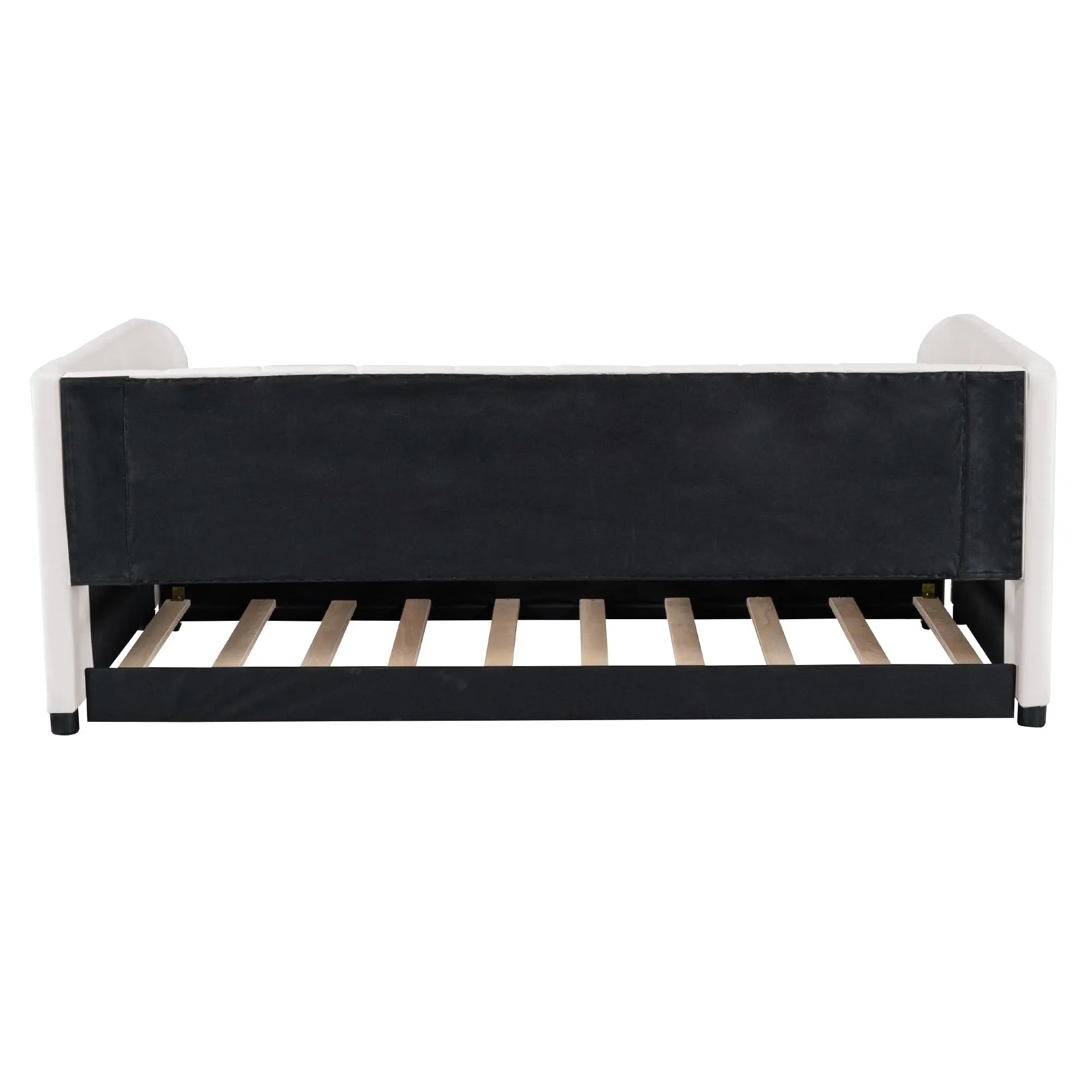 Bellemave® Twin Size Upholstered Daybed with Ergonomic Design Backrest and Trundle - Bellemave