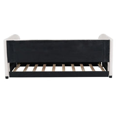 Bellemave® Twin Size Upholstered Daybed with Ergonomic Design Backrest and Trundle - Bellemave