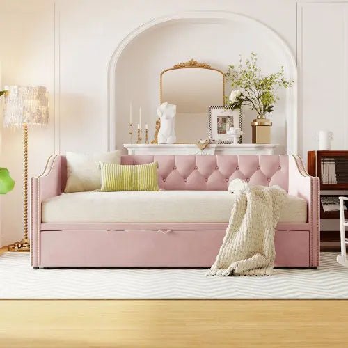 Bellemave® Twin Size Upholstered Daybed with Pop Up Trundle - Bellemave