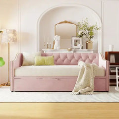 Bellemave® Twin Size Upholstered Daybed with Pop Up Trundle - Bellemave