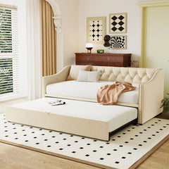 Bellemave® Twin Size Upholstered Daybed with Pop Up Trundle - Bellemave