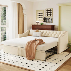 Bellemave® Twin Size Upholstered Daybed with Pop Up Trundle - Bellemave