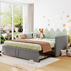 Bellemave® Twin Size Upholstered Daybed with Pop Up Trundle Bed - Bellemave