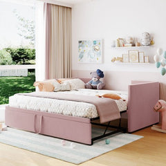 Bellemave® Twin Size Upholstered Daybed with Pop Up Trundle Bed - Bellemave