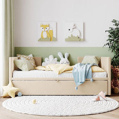 Bellemave® Twin Size Upholstered Daybed with Pop Up Trundle Bed - Bellemave