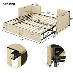 Bellemave® Twin Size Upholstered Daybed with Pop Up Trundle Bed - Bellemave