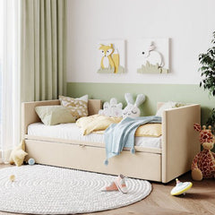Bellemave® Twin Size Upholstered Daybed with Pop Up Trundle Bed - Bellemave