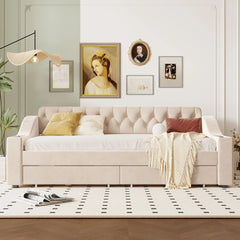 Bellemave® Twin Size Upholstered Daybed with Storage Armrests and USB Port - Bellemave