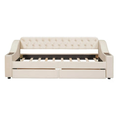 Bellemave® Twin Size Upholstered Daybed with Storage Armrests and USB Port - Bellemave