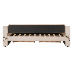 Bellemave® Twin Size Upholstered Daybed with Storage Armrests and USB Port - Bellemave