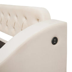 Bellemave® Twin Size Upholstered Daybed with Storage Armrests and USB Port - Bellemave