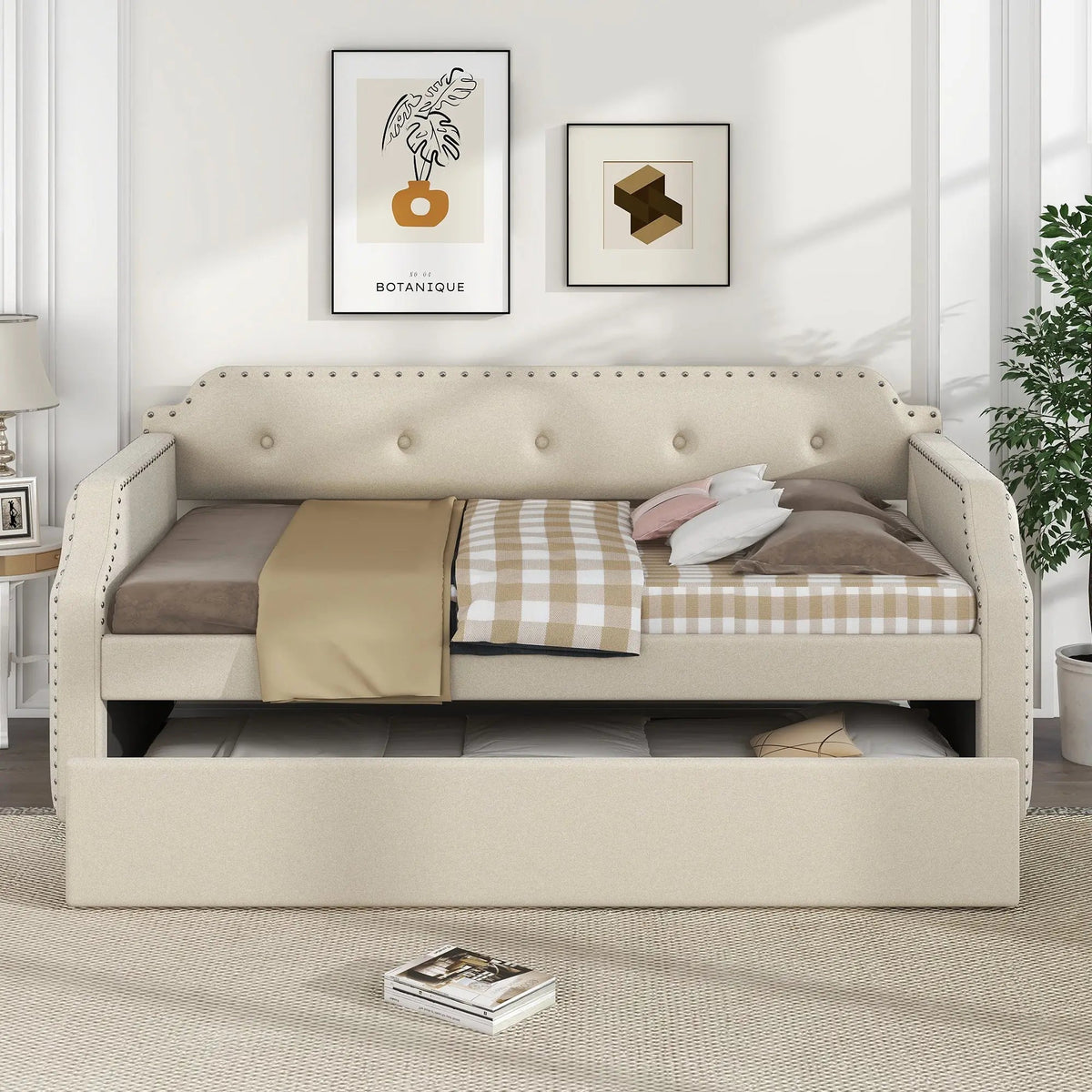 Bellemave® Twin Size Upholstered Daybed with Trundle - Bellemave