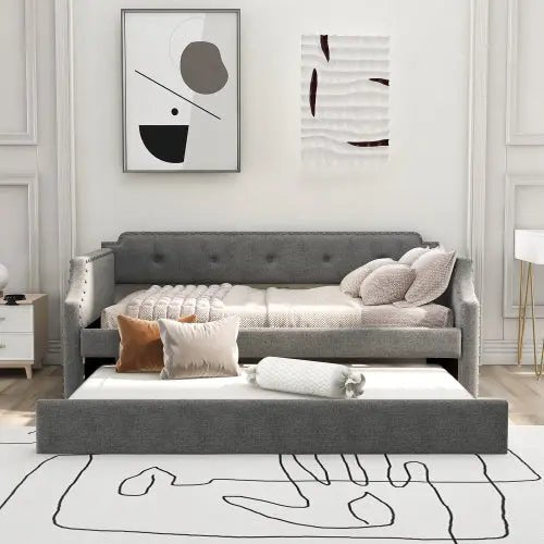 Bellemave® Twin Size Upholstered Daybed with Trundle - Bellemave