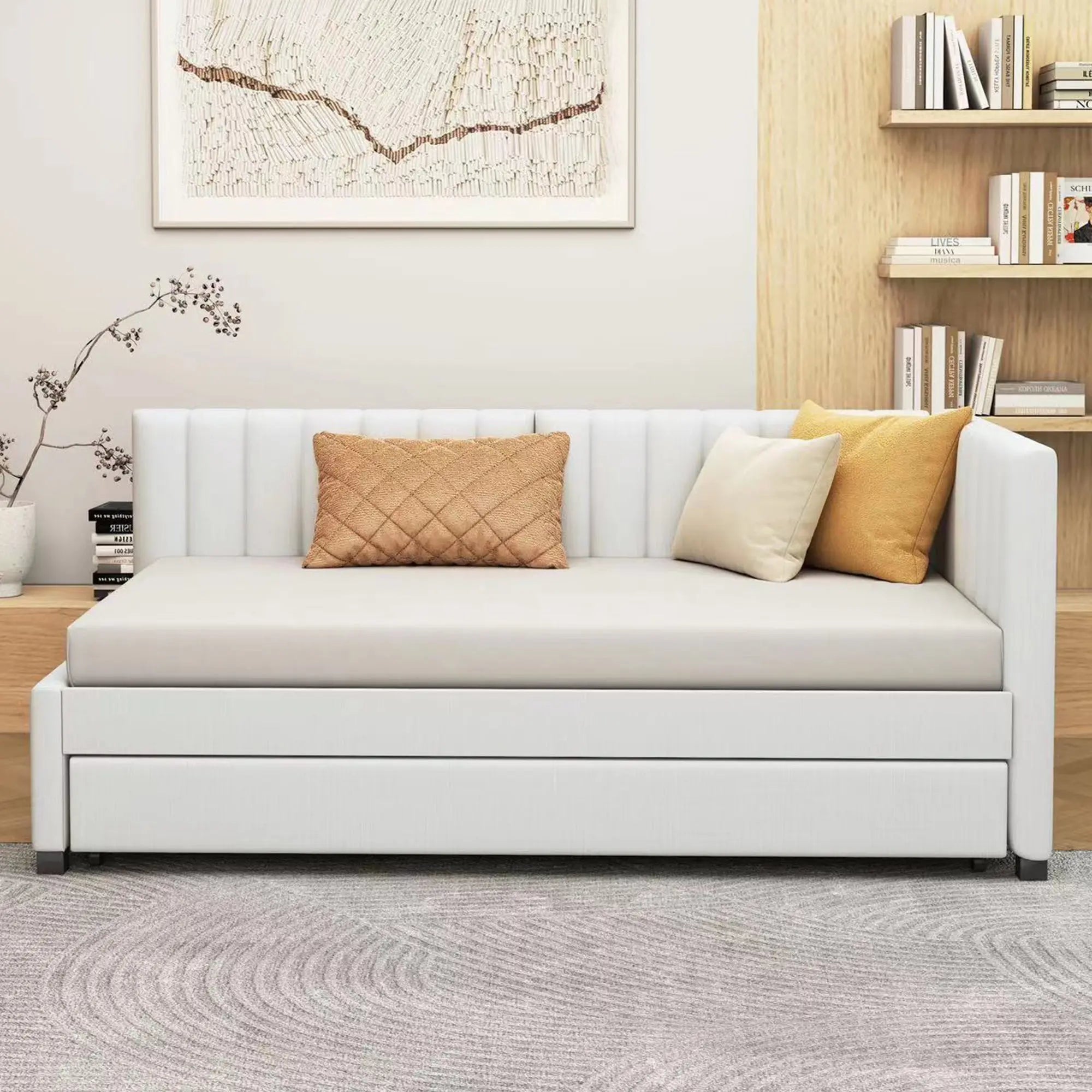 Bellemave® Twin Size Upholstered Daybed with Trundle - Bellemave