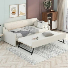 Bellemave® Twin Size Upholstered Daybed with Trundle and USB Charging - Bellemave