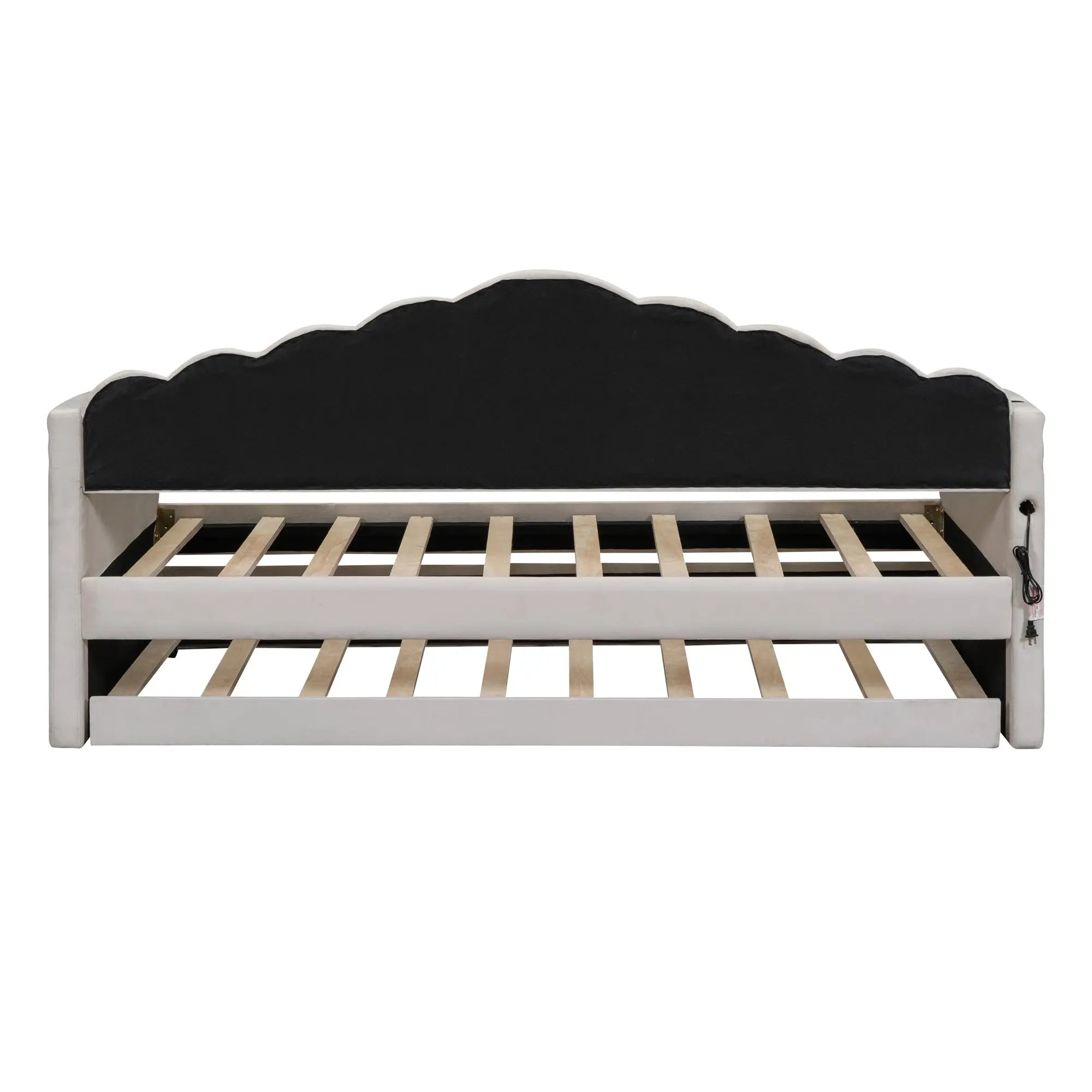 Bellemave® Twin Size Upholstered Daybed with Trundle Bed and USB Charging Ports - Bellemave