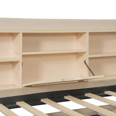Bellemave® Twin Size Upholstered Daybed with Trundle, Storage Shelves, USB & Outlet - Bellemave