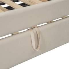 Bellemave® Twin Size Upholstered Daybed with Trundle, Storage Shelves, USB & Outlet - Bellemave