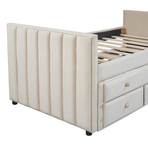Bellemave® Twin Size Upholstered Daybed with Twin Size Trundle and Drawers - Bellemave