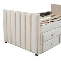 Bellemave® Twin Size Upholstered Daybed with Twin Size Trundle and Drawers - Bellemave