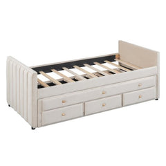 Bellemave® Twin Size Upholstered Daybed with Twin Size Trundle and Drawers - Bellemave