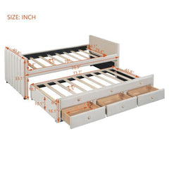 Bellemave® Twin Size Upholstered Daybed with Twin Size Trundle and Drawers - Bellemave