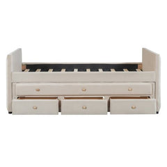 Bellemave® Twin Size Upholstered Daybed with Twin Size Trundle and Drawers - Bellemave