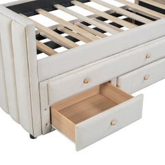 Bellemave® Twin Size Upholstered Daybed with Twin Size Trundle and Drawers - Bellemave