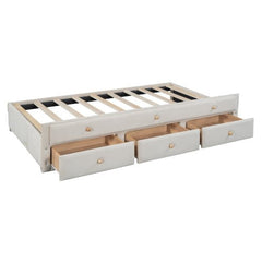 Bellemave® Twin Size Upholstered Daybed with Twin Size Trundle and Drawers - Bellemave