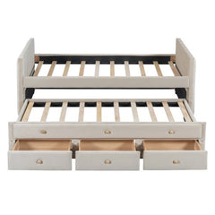 Bellemave® Twin Size Upholstered Daybed with Twin Size Trundle and Drawers - Bellemave