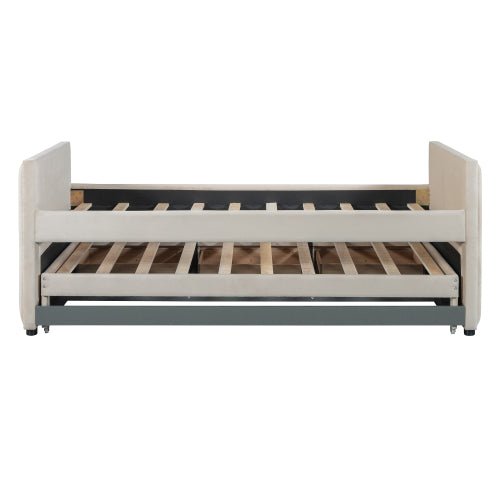 Bellemave® Twin Size Upholstered Daybed with Twin Size Trundle and Drawers - Bellemave